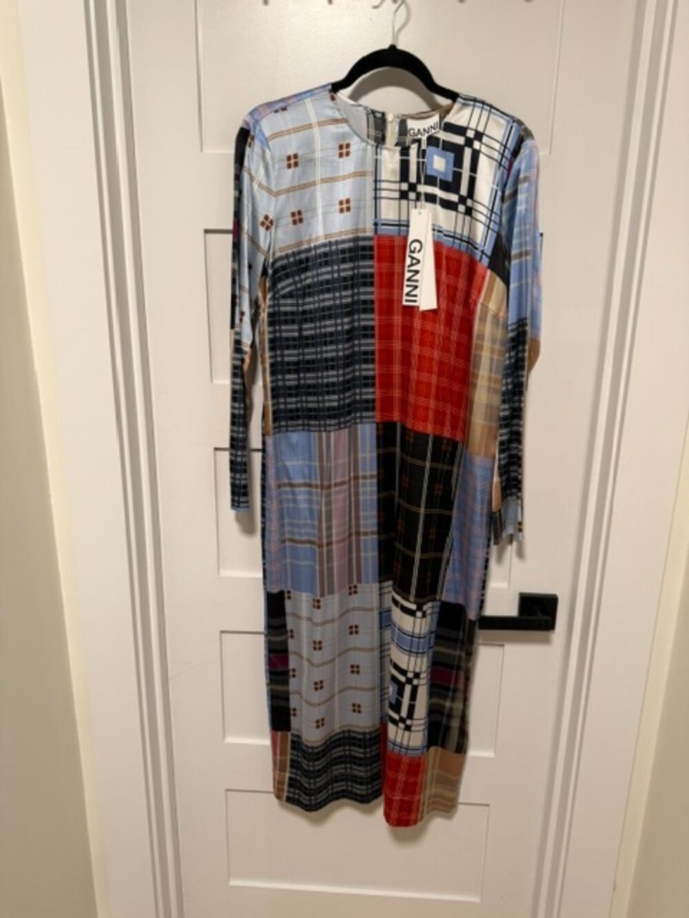 Ganni Silk Pattern Sheath Dress